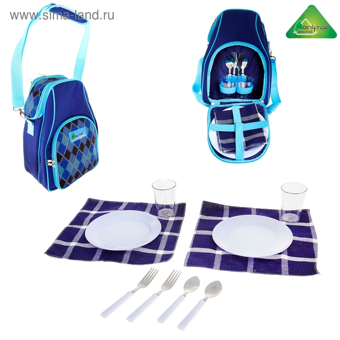 Сумка-холодильник с набором для пикника Premium 9, на 2 персоны - Фото 1