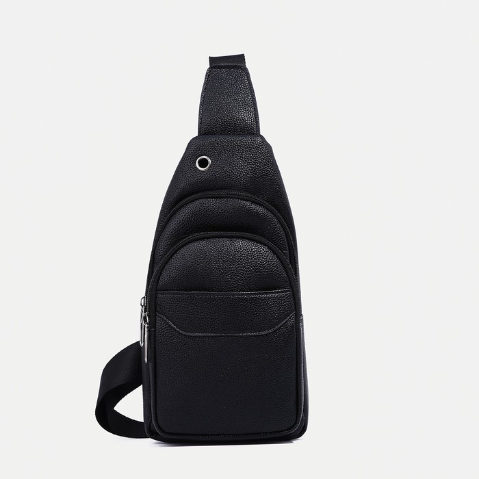 Рюкзак-слинг на молнии, 2 наружных кармана, цвет чёрный