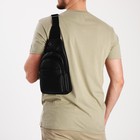 Рюкзак-слинг на молнии, 2 наружных кармана, цвет чёрный - фото 2892491