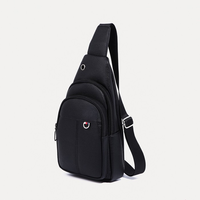Рюкзак-слинг на молнии, 2 наружных кармана, цвет чёрный
