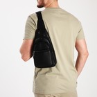 Рюкзак-слинг на молнии, 2 наружных кармана, цвет чёрный - фото 2892499