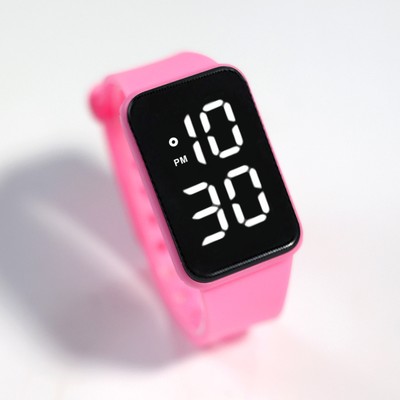 Часы наручные электронные, 3 ATM, пластик, ремешок силикон, розовые