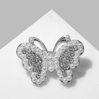 Брошь "Бабочка" миниатюрная, цвет белый в серебре - фото 789366