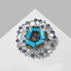 Брошь «Цветок» с крупными листьями, цвет сине-золотистый в серебре - фото 10893331