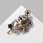 Брошь «Цветы» на веточке, цвет изумрудно-радужный в чернёном золоте - фото 27192596