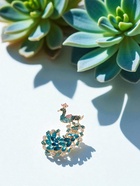 Брошь «Птица» павлин, цветная в жёлтом золоте - Фото 5