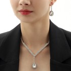 Набор 2 предмета: серьги, колье «Элит» капли треугольник, цвет белый в серебре, 40 см - фото 23027574