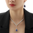 Набор 2 предмета: серьги, колье «Элит» капли треугольник, цвет сине-белый в серебре, 40 см - фото 23027577