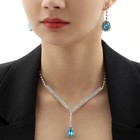 Набор 2 предмета: серьги, колье «Элит» капли треугольник, цвет бело-голубой в серебре, 40 см - фото 31545280