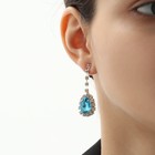 Набор 2 предмета: серьги, колье «Элит» капли треугольник, цвет бело-голубой в серебре, 40 см - фото 31545282