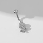 Пирсинг в пупок «Цветок» на стебельке, штанга L=1 см, цвет белый в серебре - фото 4682590