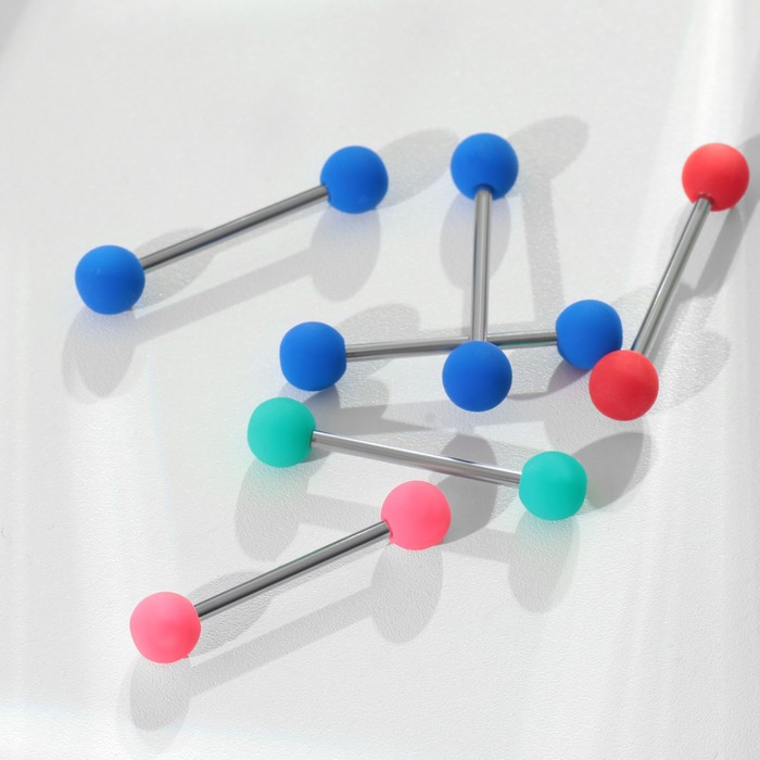 Пирсинг в язык «Шарики», L=1,9 см, цвет МИКС в серебре