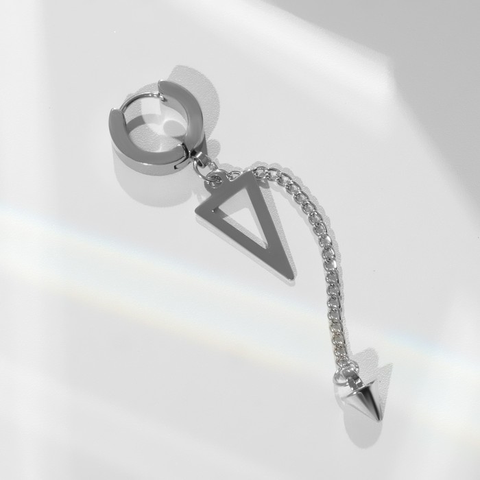 Пирсинг в ухо «Шип» с треугольником, d=9 мм, цвет серебро - Фото 1