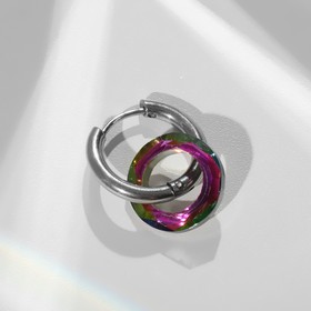 Пирсинг в ухо "Кольцо" Сатурн, d=17мм, цвет бензиновый в серебре