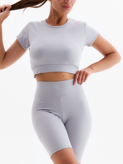 Костюм женский (топ, велосипедки) MINAKU, светло-серый, размер 44