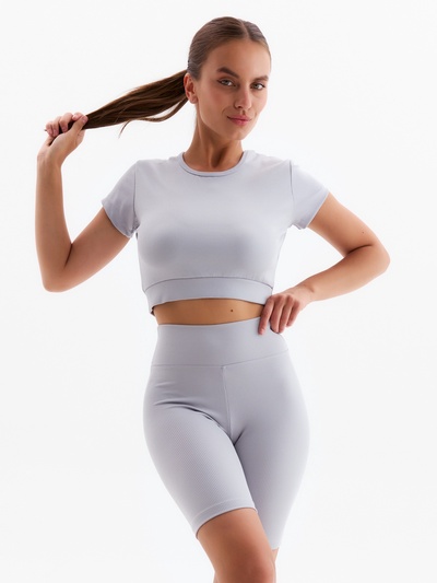 Костюм женский MINAKU (топ, велосипедки), светло-серый, размер 46