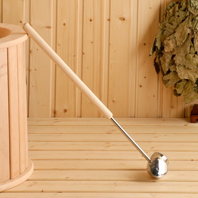 Ковш - черпак для бани и сауны «Рожок», нержавеющая сталь, 150 мл, деревянная ручка