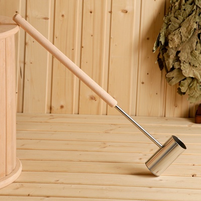 Ковш - черпак для бани и сауны «Прямой», нержавеющая сталь, 200 мл, деревянная ручка