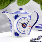 Часы настольные "Чайник", 14 х 20см, гжель, фарфор - фото 24671056