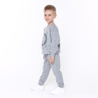 Костюм для мальчика (свитшот, брюки), цвет средне-серый меланж, рост 110 см - Фото 3