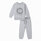 Костюм для мальчика (свитшот, брюки), цвет средне-серый меланж, рост 110 см - Фото 6