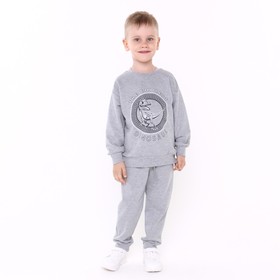 Костюм для мальчика (свитшот, брюки), цвет средне-серый меланж, рост 116 см