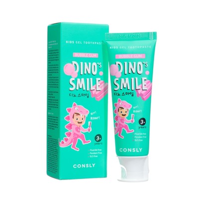 Детская гелевая зубная паста Consly DINO's SMILE c ксилитом и вкусом жвачки, 60 г