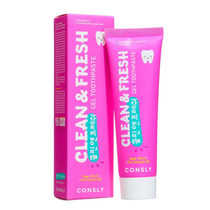 Гелевая зубная паста Consly Clean&Fresh с экстрактами шалфея и провитамином B5, 105 гр - Фото 1