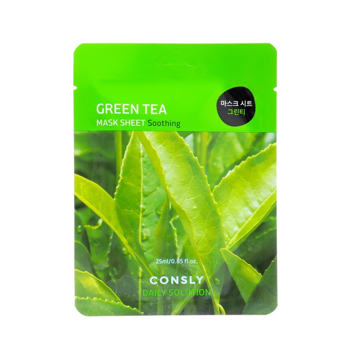 Тканевая маска Consly для лица с экстрактом листьев зелёного чая, 25 мл - Фото 1