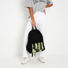Рюкзак школьный текстильный «Хаки», с карманом, 30х12х40см, цвет чёрный - Фото 7