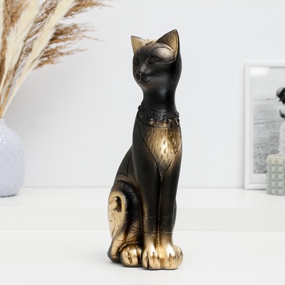 Фигурка гипс «Кот Фараон», чёрная в золоте, 28 см