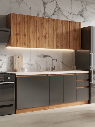 Кухонный гарнитур прямой «Венера», с столешницей, 2000 мм, цвет дуб вотан/графит софт