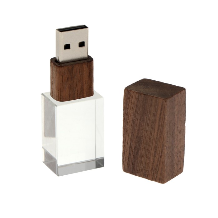Флешка E 310 Dark Wood, 16 ГБ, USB2.0,чт до 25 Мб/с,зап до 15 Мб/с, красная подсветка