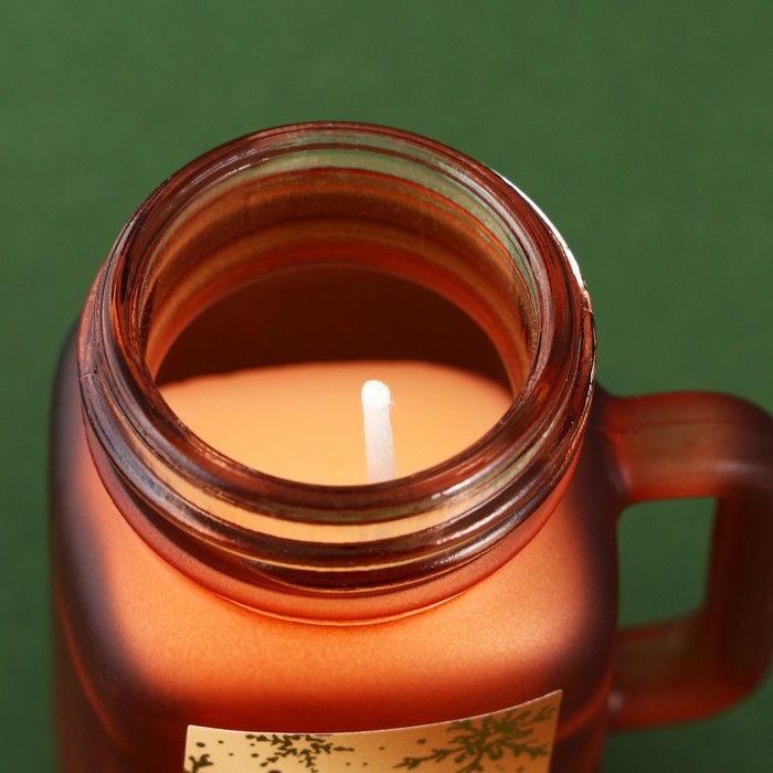 Свеча в матовой банке "Happy New Year", аромат  апельсин, 5,5 см х 4  х 7,3 см