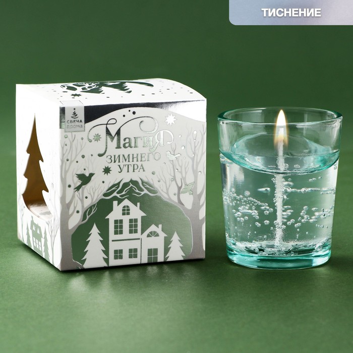Свеча гелевая в стакане «Новый год: Метель» 5 х 5 х 6 см - Фото 1
