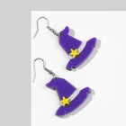 Серьги акрил «Шляпы» ведьмочек, цвет жёлто-фиолетовый в серебре - фото 22729240