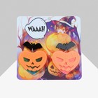 Серьги акрил «Тыквы» с летучими мышами, цветные в серебре - фото 26413706