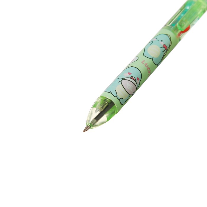 Ручка шариковая автоматическая многоцветная 4 цвета, Животные МИКС