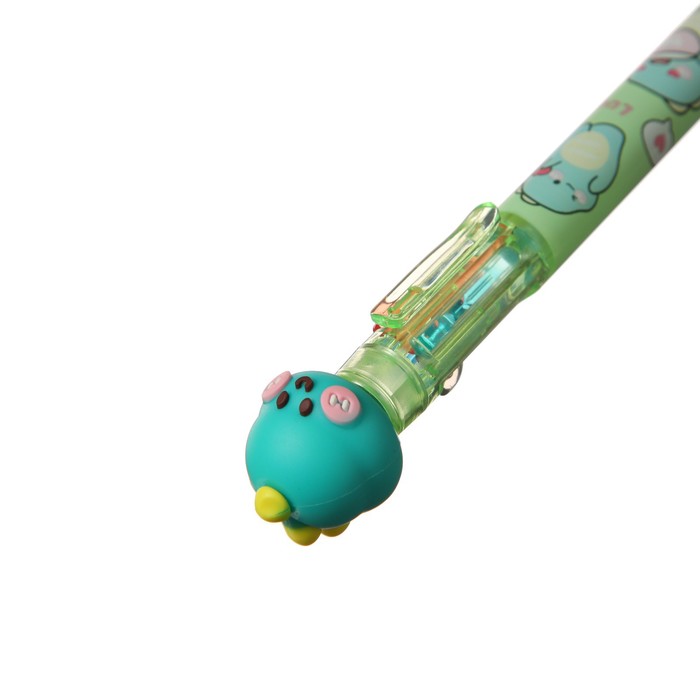 Ручка шариковая автоматическая многоцветная 4 цвета, Животные МИКС