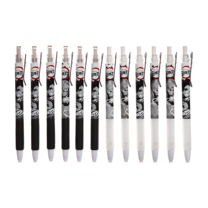 Ручка гелевая автоматическая чёрная «Аниме», с резиновым держателем, черно-белый корпус, МИКС - Фото 1