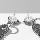 Серьги висячие со стразами «Грация» полукруг на кольцах, цвет белый в серебре,10 см - фото 7303438