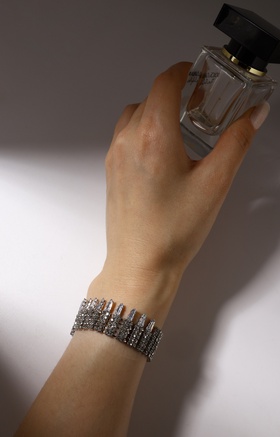 Браслет со стразами «Иллюзия» капли, цвет белый в серебре 9690613