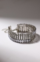 Браслет со стразами «Иллюзия» асимметрия, цвет белый в серебре - фото 30838334