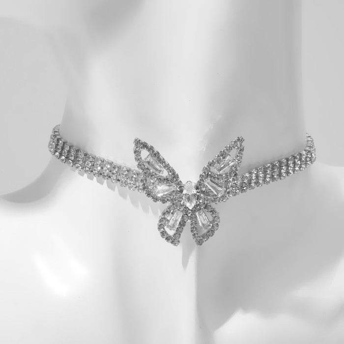 Чокер «Бабочка» крупная, цвет белый в серебре, 30 см - фото 1907809783