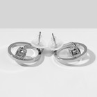 Серьги со стразами «Трансформер» 2в1, белые в серебре - Фото 3