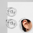 Серьги со стразами «Трансформер» 2в1, белые в серебре - Фото 2