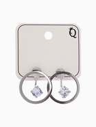 Серьги со стразами «Трансформер» 2в1, белые в серебре - фото 65521025