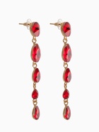 Серьги висячие со стразами "Драгоценность" капли, цвет красный в золоте - фото 809174577