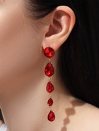 Серьги висячие со стразами "Драгоценность" капли, цвет красный в золоте - фото 809174578