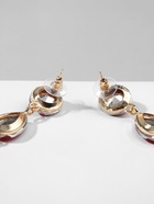 Серьги висячие со стразами "Драгоценность" капли, цвет красный в золоте - фото 809174579